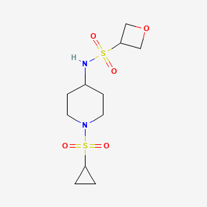 molecular formula C11H20N2O5S2 B6773739 N-(1-cyclopropylsulfonylpiperidin-4-yl)oxetane-3-sulfonamide 