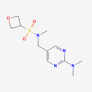 molecular formula C11H18N4O3S B6773768 N-[[2-(dimethylamino)pyrimidin-5-yl]methyl]-N-methyloxetane-3-sulfonamide 