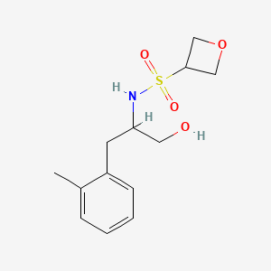 molecular formula C13H19NO4S B6773778 N-[1-hydroxy-3-(2-methylphenyl)propan-2-yl]oxetane-3-sulfonamide 