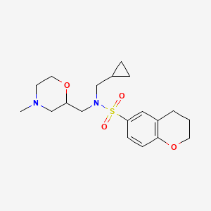 molecular formula C19H28N2O4S B6773811 N-(cyclopropylmethyl)-N-[(4-methylmorpholin-2-yl)methyl]-3,4-dihydro-2H-chromene-6-sulfonamide 