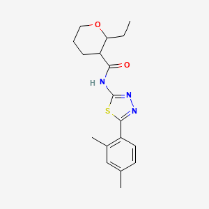molecular formula C18H23N3O2S B6773970 N-[5-(2,4-dimethylphenyl)-1,3,4-thiadiazol-2-yl]-2-ethyloxane-3-carboxamide 