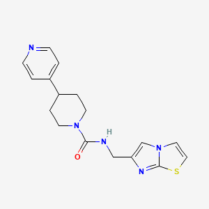 molecular formula C17H19N5OS B6773997 N-(imidazo[2,1-b][1,3]thiazol-6-ylmethyl)-4-pyridin-4-ylpiperidine-1-carboxamide 