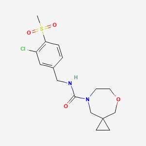 molecular formula C16H21ClN2O4S B6774022 N-[(3-chloro-4-methylsulfonylphenyl)methyl]-5-oxa-8-azaspiro[2.6]nonane-8-carboxamide 