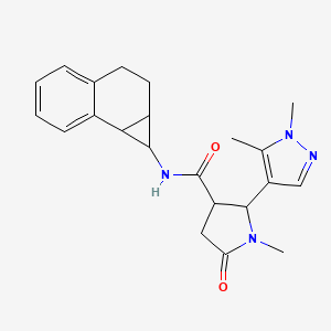 molecular formula C22H26N4O2 B6774226 N-(1a,2,3,7b-tetrahydro-1H-cyclopropa[a]naphthalen-1-yl)-2-(1,5-dimethylpyrazol-4-yl)-1-methyl-5-oxopyrrolidine-3-carboxamide 
