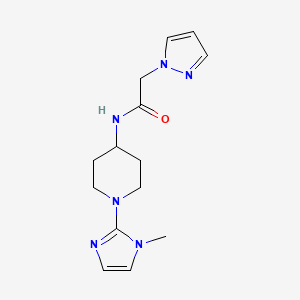 molecular formula C14H20N6O B6774461 N-[1-(1-methylimidazol-2-yl)piperidin-4-yl]-2-pyrazol-1-ylacetamide 