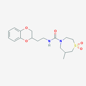 molecular formula C17H24N2O5S B6774496 N-[2-(2,3-dihydro-1,4-benzodioxin-3-yl)ethyl]-6-methyl-1,1-dioxo-1,4-thiazepane-4-carboxamide 
