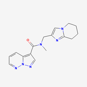 molecular formula C16H18N6O B6774702 N-methyl-N-(5,6,7,8-tetrahydroimidazo[1,2-a]pyridin-2-ylmethyl)pyrazolo[1,5-b]pyridazine-3-carboxamide 