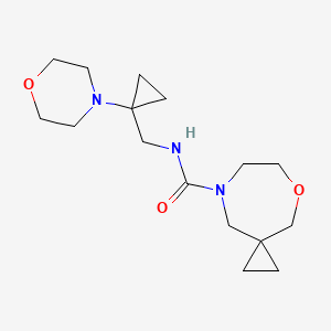 molecular formula C16H27N3O3 B6774709 N-[(1-morpholin-4-ylcyclopropyl)methyl]-5-oxa-8-azaspiro[2.6]nonane-8-carboxamide 