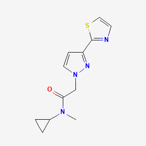 molecular formula C12H14N4OS B6774755 N-cyclopropyl-N-methyl-2-[3-(1,3-thiazol-2-yl)pyrazol-1-yl]acetamide 