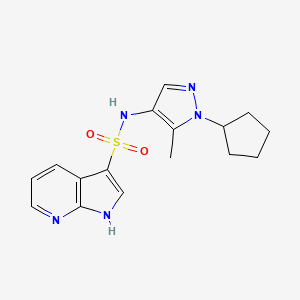 molecular formula C16H19N5O2S B6774761 N-(1-cyclopentyl-5-methylpyrazol-4-yl)-1H-pyrrolo[2,3-b]pyridine-3-sulfonamide 