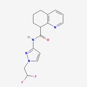 molecular formula C15H16F2N4O B6774804 N-[1-(2,2-difluoroethyl)pyrazol-3-yl]-5,6,7,8-tetrahydroquinoline-8-carboxamide 