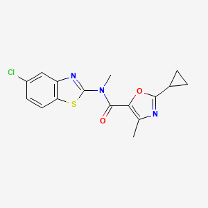 molecular formula C16H14ClN3O2S B6774811 N-(5-chloro-1,3-benzothiazol-2-yl)-2-cyclopropyl-N,4-dimethyl-1,3-oxazole-5-carboxamide 