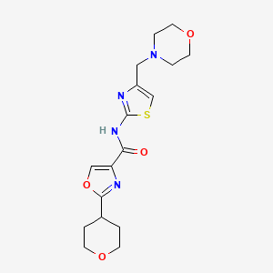 molecular formula C17H22N4O4S B6774981 N-[4-(morpholin-4-ylmethyl)-1,3-thiazol-2-yl]-2-(oxan-4-yl)-1,3-oxazole-4-carboxamide 