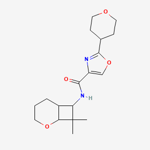 molecular formula C18H26N2O4 B6775035 N-(8,8-dimethyl-2-oxabicyclo[4.2.0]octan-7-yl)-2-(oxan-4-yl)-1,3-oxazole-4-carboxamide 