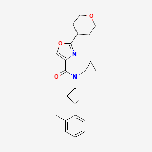 molecular formula C23H28N2O3 B6775039 N-cyclopropyl-N-[3-(2-methylphenyl)cyclobutyl]-2-(oxan-4-yl)-1,3-oxazole-4-carboxamide 