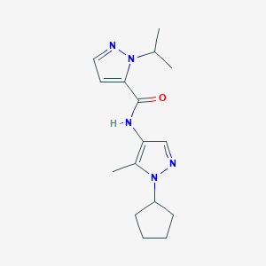 molecular formula C16H23N5O B6775051 N-(1-cyclopentyl-5-methylpyrazol-4-yl)-2-propan-2-ylpyrazole-3-carboxamide 