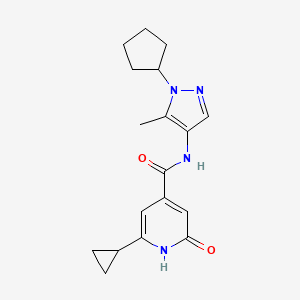molecular formula C18H22N4O2 B6775058 N-(1-cyclopentyl-5-methylpyrazol-4-yl)-2-cyclopropyl-6-oxo-1H-pyridine-4-carboxamide 