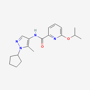 molecular formula C18H24N4O2 B6775062 N-(1-cyclopentyl-5-methylpyrazol-4-yl)-6-propan-2-yloxypyridine-2-carboxamide 