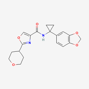 molecular formula C19H20N2O5 B6775101 N-[1-(1,3-benzodioxol-5-yl)cyclopropyl]-2-(oxan-4-yl)-1,3-oxazole-4-carboxamide 
