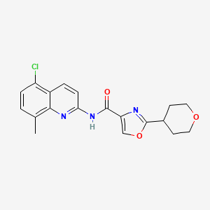 molecular formula C19H18ClN3O3 B6775119 N-(5-chloro-8-methylquinolin-2-yl)-2-(oxan-4-yl)-1,3-oxazole-4-carboxamide 