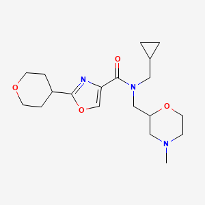 molecular formula C19H29N3O4 B6775184 N-(cyclopropylmethyl)-N-[(4-methylmorpholin-2-yl)methyl]-2-(oxan-4-yl)-1,3-oxazole-4-carboxamide 