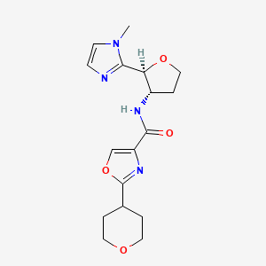 molecular formula C17H22N4O4 B6775185 N-[(2S,3S)-2-(1-methylimidazol-2-yl)oxolan-3-yl]-2-(oxan-4-yl)-1,3-oxazole-4-carboxamide 