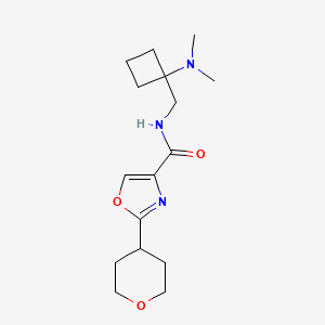 molecular formula C16H25N3O3 B6775193 N-[[1-(dimethylamino)cyclobutyl]methyl]-2-(oxan-4-yl)-1,3-oxazole-4-carboxamide 