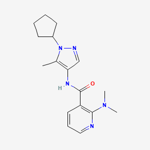 molecular formula C17H23N5O B6775216 N-(1-cyclopentyl-5-methylpyrazol-4-yl)-2-(dimethylamino)pyridine-3-carboxamide 