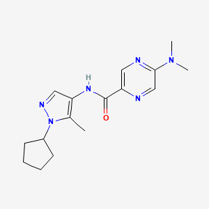 molecular formula C16H22N6O B6775223 N-(1-cyclopentyl-5-methylpyrazol-4-yl)-5-(dimethylamino)pyrazine-2-carboxamide 