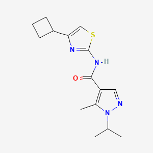 molecular formula C15H20N4OS B6775255 N-(4-cyclobutyl-1,3-thiazol-2-yl)-5-methyl-1-propan-2-ylpyrazole-4-carboxamide 