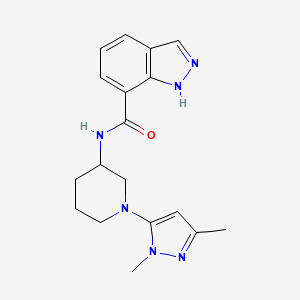 molecular formula C18H22N6O B6775278 N-[1-(2,5-dimethylpyrazol-3-yl)piperidin-3-yl]-1H-indazole-7-carboxamide 