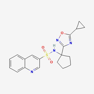 molecular formula C19H20N4O3S B6775353 N-[1-(5-cyclopropyl-1,2,4-oxadiazol-3-yl)cyclopentyl]quinoline-3-sulfonamide 