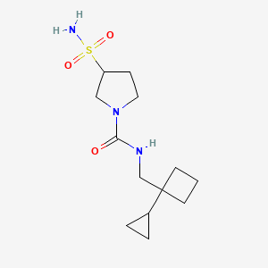 molecular formula C13H23N3O3S B6775403 N-[(1-cyclopropylcyclobutyl)methyl]-3-sulfamoylpyrrolidine-1-carboxamide 