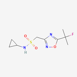 molecular formula C9H14FN3O3S B6775519 N-cyclopropyl-1-[5-(2-fluoropropan-2-yl)-1,2,4-oxadiazol-3-yl]methanesulfonamide 