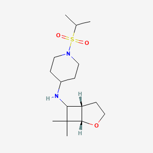 molecular formula C16H30N2O3S B6775787 N-[(1S,5S)-7,7-dimethyl-2-oxabicyclo[3.2.0]heptan-6-yl]-1-propan-2-ylsulfonylpiperidin-4-amine 