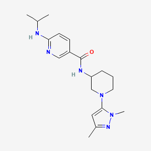 molecular formula C19H28N6O B6775815 N-[1-(2,5-dimethylpyrazol-3-yl)piperidin-3-yl]-6-(propan-2-ylamino)pyridine-3-carboxamide 