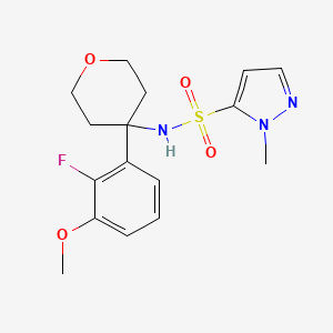 molecular formula C16H20FN3O4S B6775850 N-[4-(2-fluoro-3-methoxyphenyl)oxan-4-yl]-2-methylpyrazole-3-sulfonamide 