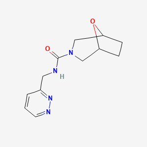 molecular formula C12H16N4O2 B6775854 N-(pyridazin-3-ylmethyl)-8-oxa-3-azabicyclo[3.2.1]octane-3-carboxamide 