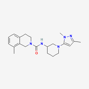 molecular formula C21H29N5O B6775877 N-[1-(2,5-dimethylpyrazol-3-yl)piperidin-3-yl]-8-methyl-3,4-dihydro-1H-isoquinoline-2-carboxamide 