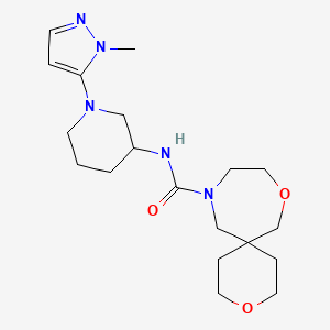 molecular formula C19H31N5O3 B6775896 N-[1-(2-methylpyrazol-3-yl)piperidin-3-yl]-3,8-dioxa-11-azaspiro[5.6]dodecane-11-carboxamide 