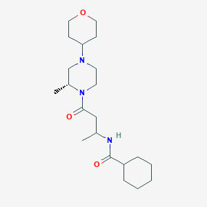 molecular formula C21H37N3O3 B6776149 N-[4-[(2R)-2-methyl-4-(oxan-4-yl)piperazin-1-yl]-4-oxobutan-2-yl]cyclohexanecarboxamide 