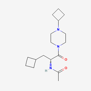 molecular formula C17H29N3O2 B6776265 N-[(2R)-3-cyclobutyl-1-(4-cyclobutylpiperazin-1-yl)-1-oxopropan-2-yl]acetamide 