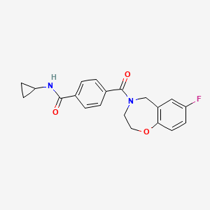 molecular formula C20H19FN2O3 B6776471 N-cyclopropyl-4-(7-fluoro-3,5-dihydro-2H-1,4-benzoxazepine-4-carbonyl)benzamide 