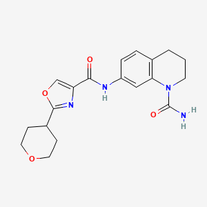 molecular formula C19H22N4O4 B6776478 N-(1-carbamoyl-3,4-dihydro-2H-quinolin-7-yl)-2-(oxan-4-yl)-1,3-oxazole-4-carboxamide 