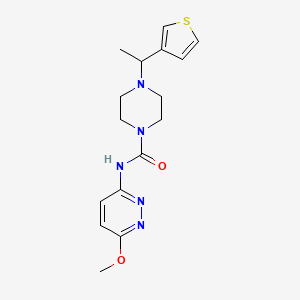 molecular formula C16H21N5O2S B6776547 N-(6-methoxypyridazin-3-yl)-4-(1-thiophen-3-ylethyl)piperazine-1-carboxamide 