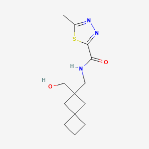 molecular formula C13H19N3O2S B6776687 N-[[2-(hydroxymethyl)spiro[3.3]heptan-2-yl]methyl]-5-methyl-1,3,4-thiadiazole-2-carboxamide 
