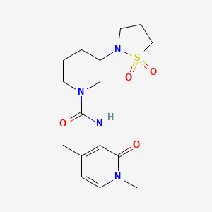 molecular formula C16H24N4O4S B6776733 N-(1,4-dimethyl-2-oxopyridin-3-yl)-3-(1,1-dioxo-1,2-thiazolidin-2-yl)piperidine-1-carboxamide 