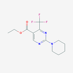 molecular formula C13H16F3N3O2 B067769 Ethyl2-(piperidin-1-yl)-4-(trifluoromethyl)pyrimidine-5-carboxylate CAS No. 187036-01-7
