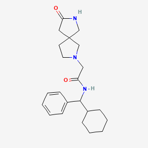molecular formula C22H31N3O2 B6776929 N-[cyclohexyl(phenyl)methyl]-2-(8-oxo-2,7-diazaspiro[4.4]nonan-2-yl)acetamide 
