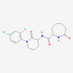 molecular formula C18H21Cl2N3O3 B6777025 N-[1-(2,4-dichlorophenyl)-2-oxopiperidin-3-yl]-7-oxoazepane-2-carboxamide 